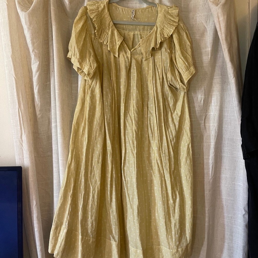 Vintage Magnolia pearl yellow polka dot dress